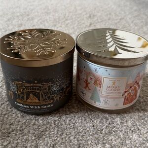 Bath & Body Works Cookies With Santa & Merry Cookie 3-Wick Candles